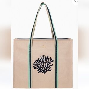 Spartina 449 Cream and Black Coral Tote